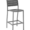 61700 Sansa Aluminum Outdoor Restaurant Bar Stool Gray Frame Gray Teak Seat and Back