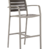 61700-WA Sansa Aluminum Outdoor Restaurant Bar Stool with Arms Gray Frame Gray Teak Seat and Back