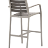 61700-WA Sansa Aluminum Outdoor Restaurant Bar Stool with Arms Gray Frame Gray Teak Seat and Back Rear Anlge View