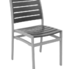 6700 Sansa Aluminum Outdoor Restaurant Side Chair Gray Frame Gray Teak Seat and Back