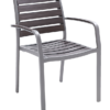 6700-WA Sansa Aluminum Outdoor Restaurant Arm-Chair Gray Frame Gray Teak Seat and Back