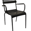 824-WA Newton Aluminum Outdoor Restaurant Dining Arm Chair Stackable Black Finish