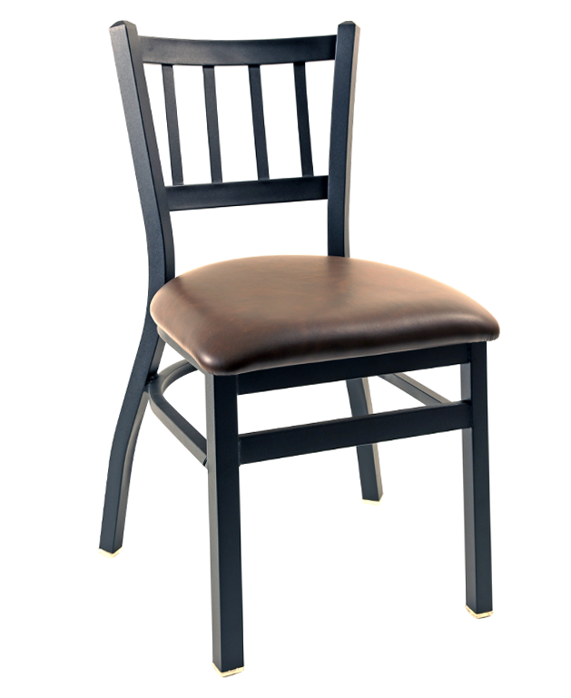 8309 Metal Vertical Back Stackable Dining Chair Padded Seat