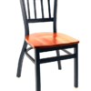 8309 Metal Vertical Back Stackable Dining Chair Wood Seat