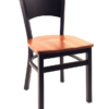 8313 Metal Solid Back Dining Chair Wood Seat