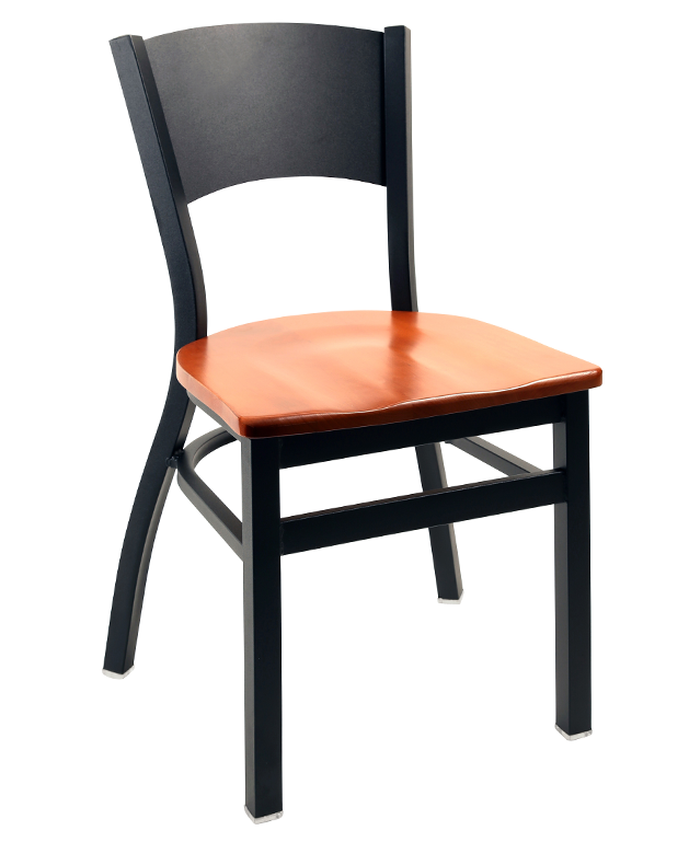 8313 Metal Solid Back Stackable Dining Chair Wood Seat
