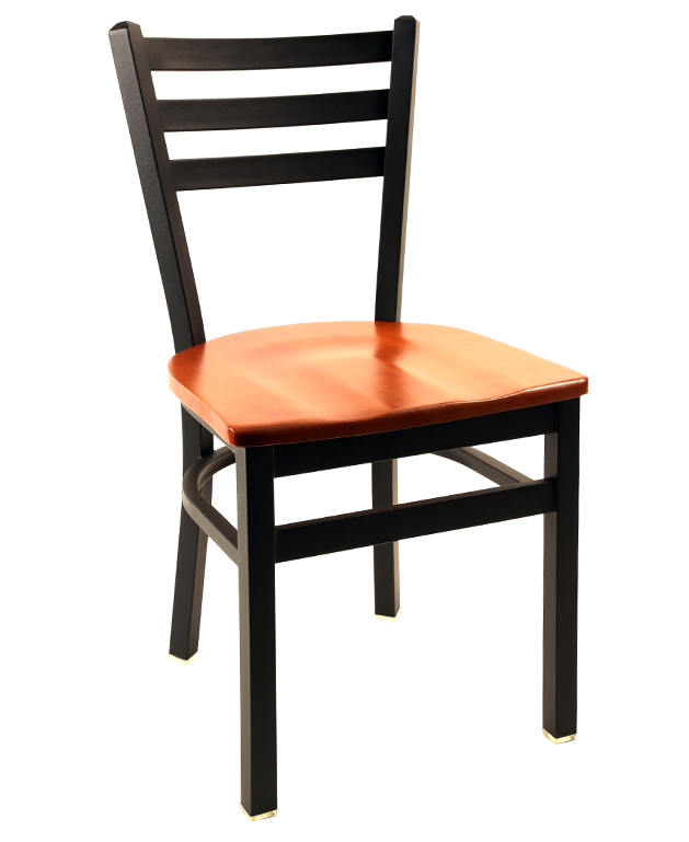 8316-3 Metal 3-Slat Ladderback Chair Wood Seat