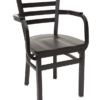 8316-WA Metal Ladderback Dining Arm-Chair Wood Seat