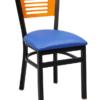 8362-5 5-Slat Back Dining Chair Blue Vinyl Seat