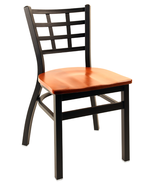 8365-B Metal Lattice Back Stackable Dining Chair Wood Seat