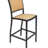 OBS-56-25 Arnold Aluminum Outdoor Restaurant Dining Bar Stool Black Frame Finish Natural Seat and Back