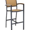 OBS-WA-56-25 Arnold Aluminum Outdoor Restaurant Dining Bar Stool Black Frame Finish Natural Seat and Back
