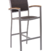 OBS-WA-56-25 Arnold Aluminum Outdoor Restaurant Dining Bar Stool Silver Frame Finish Java Seat and Back