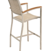 OBS-WA-56-25 Arnold Aluminum Outdoor Restaurant Dining Bar Stool Silver Frame Finish Natural Seat and Back Rear Angle View