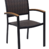 OC-WA-56-25 Arnold Aluminum Outdoor Restaurant Dining Arm Chair Stackable Black Frame Finish Java Seat and Back
