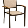 OC-WA-56-25 Arnold Aluminum Outdoor Restaurant Dining Arm Chair Stackable Black Frame Finish Natural Seat and Back