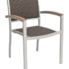 OC-WA-56-25 Arnold Aluminum Outdoor Restaurant Dining Arm Chair Stackable Silver Frame Finish Java Seat and Back