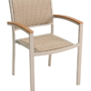 OC-WA-56-25 Arnold Aluminum Outdoor Restaurant Dining Arm Chair Stackable Silver Frame Finish Natural Seat and Back