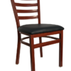 Mahogany Finish Wood Look Metal Ladderback chair Model # 8316-WG-MA-BLK Front Anlge View
