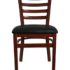 Mahogany Finish Wood Look Metal Ladderback chair Model # 8316-WG-MA-BLK Front View