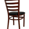 Mahogany Finish Wood Look Metal Ladderback chair Model # 8316-WG-MA-BLK Rear Anlge View