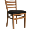 Natural Finish Wood Look Metal Ladderback chair Model # 8316-WG-NA-BLK Front Anlge View