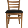 Natural Finish Wood Look Metal Ladderback chair Model # 8316-WG-NA-BLK Front View