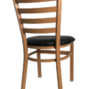Natural Finish Wood Look Metal Ladderback chair Model # 8316-WG-NA-BLK Rear Anlge View