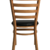 Natural Finish Wood Look Metal Ladderback chair Model # 8316-WG-NA-BLK Rear View