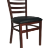 Walnut Finish Wood Look Metal Ladderback chair Model # 8316-WG-WA-BLK Front Angle View