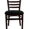 Walnut Finish Wood Look Metal Ladderback chair Model # 8316-WG-WA-BLK Front View