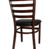 Walnut Finish Wood Look Metal Ladderback chair Model # 8316-WG-WA-BLK Rear Angle View