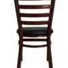 Walnut Finish Wood Look Metal Ladderback chair Model # 8316-WG-WA-BLK Rear View