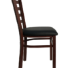 Walnut Finish Wood Look Metal Ladderback chair Model # 8316-WG-WA-BLK Side View