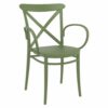 CRS-254-WA Cross-Back Indoor Outdoor Resin Arm Chair – Olive Green (1)