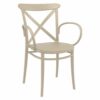 CRS-254-WA Cross-Back Indoor Outdoor Resin Arm Chair – Taupe (1)